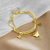 LAMENGLY Butterfly Charm Bracelet for Women Multilayer Chain Jewelry