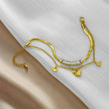 LAMENGLY Butterfly Charm Bracelet for Women Multilayer Chain Jewelry
