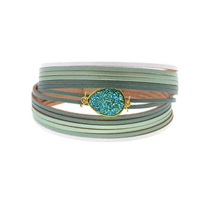 Gradient Ramp Charm Leather Bracelets For Women Men's Wrap Bracelets