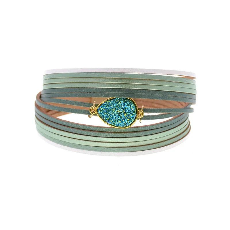 Gradient Ramp Charm Leather Bracelets For Women Men's Wrap Bracelets