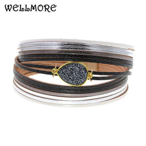 Gradient Ramp Charm Leather Bracelets For Women Men's Wrap Bracelets