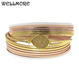 Gradient Ramp Charm Leather Bracelets For Women Men's Wrap Bracelets