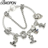 Cartoon Animals Charm Bracelet with Cat Hedgehog Dog Beads Bangle