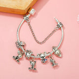 Cartoon Animals Charm Bracelet with Cat Hedgehog Dog Beads Bangle