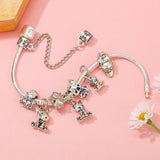 Cartoon Animals Charm Bracelet with Cat Hedgehog Dog Beads Bangle
