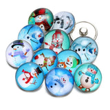12pcs Snowman Glass Charm Snap Button Jewelry For 18mm Snaps Bracelet