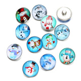 12pcs Snowman Glass Charm Snap Button Jewelry For 18mm Snaps Bracelet