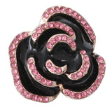 5pcs/lot Snap Jewelry 18mm Snap Button Rhinestone Painting Oil Big Rose Flowers