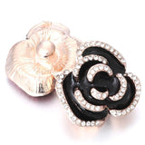 5pcs/lot Snap Jewelry 18mm Snap Button Rhinestone Painting Oil Big Rose Flowers
