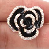5pcs/lot Snap Jewelry 18mm Snap Button Rhinestone Painting Oil Big Rose Flowers