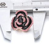 5pcs/lot Snap Jewelry 18mm Snap Button Rhinestone Painting Oil Big Rose Flowers