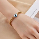 316L SS Heart Charm Bracelet Women Thick Chain Bangle Jewelry