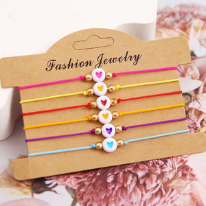 Boho Heart Beaded Bracelet Set for Women Men Adjustable Friendship Gift
