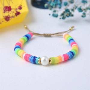 Turquoise Heishi Bead Bracelet with Freshwater Pearl