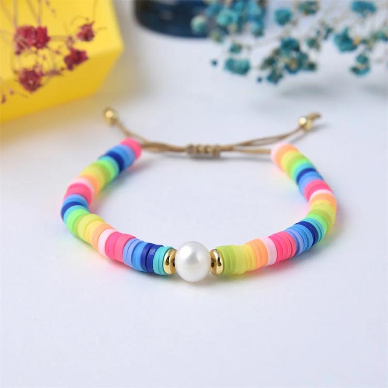 Turquoise Heishi Bead Bracelet with Freshwater Pearl