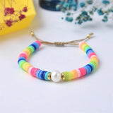 Turquoise Heishi Bead Bracelet with Freshwater Pearl