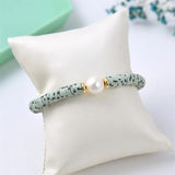 Turquoise Heishi Bead Bracelet with Freshwater Pearl