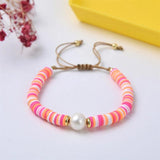 Turquoise Heishi Bead Bracelet with Freshwater Pearl