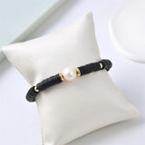 Turquoise Heishi Bead Bracelet with Freshwater Pearl