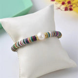 Turquoise Heishi Bead Bracelet with Freshwater Pearl