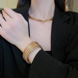 Elastic Layer Winding Snake Metal Bracelet for Women