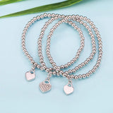 3Pcs Small Heart Rhinestone Charm Bracelets High Elastic Beads Charm Bracelet