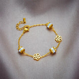 316L Stainless Steel Flower Zircon Charm Bracelet For Women Girl
