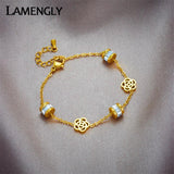 316L Stainless Steel Flower Zircon Charm Bracelet For Women Girl