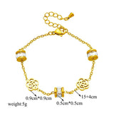 316L Stainless Steel Flower Zircon Charm Bracelet For Women Girl