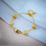 316L Stainless Steel Flower Zircon Charm Bracelet For Women Girl