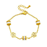 316L Stainless Steel Flower Zircon Charm Bracelet For Women Girl