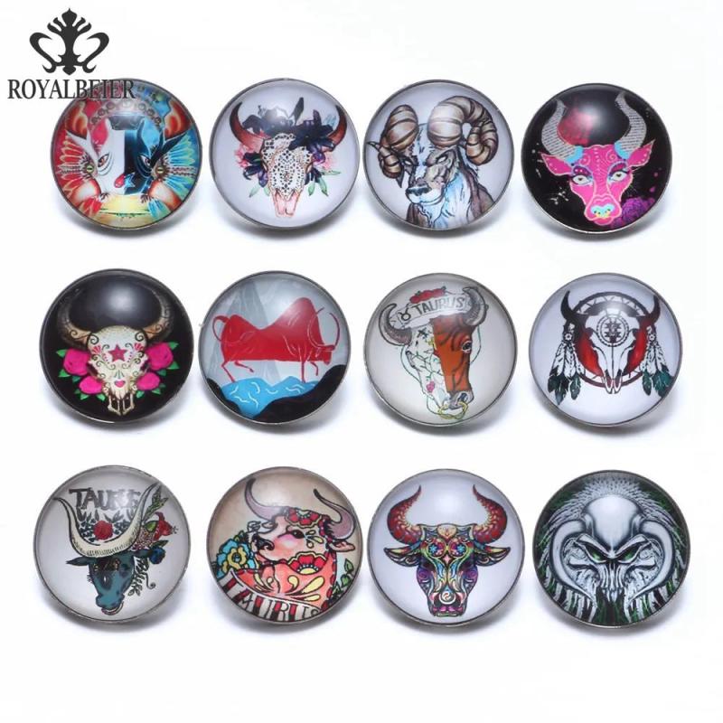 12pcs Indian Sacrifice Glass Charms Snap Button Jewelry KZ0709