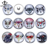 12pcs Indian Sacrifice Glass Charms Snap Button Jewelry KZ0709