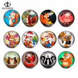 12pcs Squirrel Glass Charms Snap Button Jewelry For 20mm Snaps Bracelet