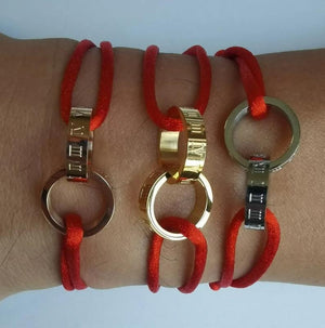 Titanium Crossed Bracelet Roman Number Red Rope Style Unisex Jewelry