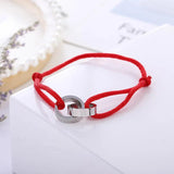 Titanium Crossed Bracelet Roman Number Red Rope Style Unisex Jewelry