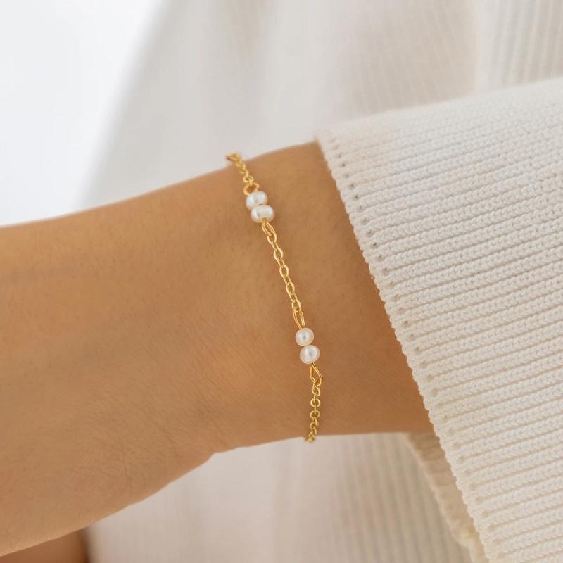 Baroque Pearl Metal Chain Bracelet Romantic Wedding Jewelry