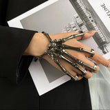Gothic Bone Hand Bracelet with Ring Punk Style