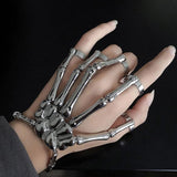 Gothic Bone Hand Bracelet with Ring Punk Style