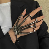Gothic Bone Hand Bracelet with Ring Punk Style