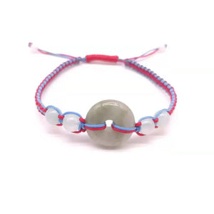Burma Jade Rope Bracelet Charm Women's Hand Knitting Peace Buckle