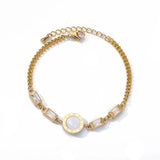 Stainless Steel Moonstone Number Pendant Bracelet Punk Cuban Chain Jewelry