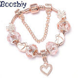 European Style Heart Beads Charm Bracelet for Women Jewelry