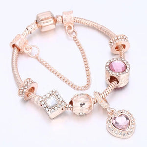 European Style Heart Beads Charm Bracelet for Women Jewelry