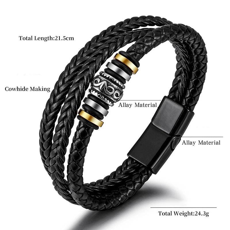 Multilayer Braided Rope Stainless Steel Bracelet Retro Jewelry