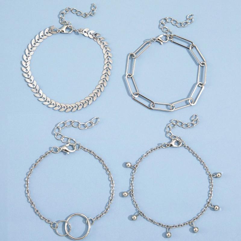 Sindlan Vintage Clover Rhinestone Beads Bracelets Set for Women Y2k Jewelry