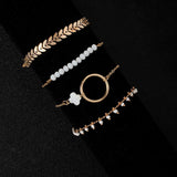 Sindlan Vintage Clover Rhinestone Beads Bracelets Set for Women Y2k Jewelry