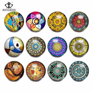 12pcs/lot Mixed Glass Charms 18mm Snap Button For 20mm Snap Bracelet