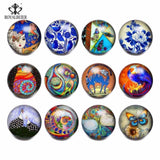 12pcs/lot Mixed Glass Charms 18mm Snap Button For 20mm Snap Bracelet