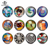 12pcs/lot Mixed Glass Charms 18mm Snap Button For 20mm Snap Bracelet